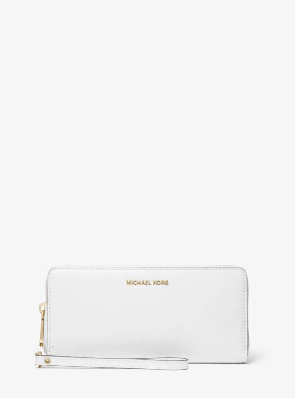 Damske Penazenky Michael Kors Leather Continental Wristlet Biele - Doplnky Michael Kors Nejlevnejsi | ITFVQ-7523